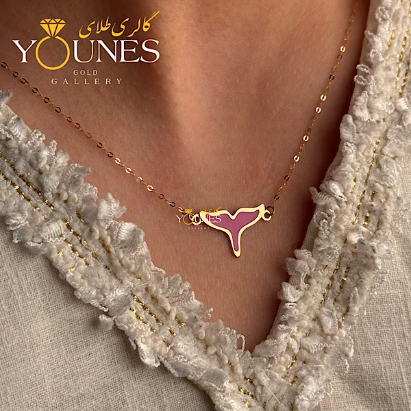 گردنبند میناکاری دم وال صورتی طلا